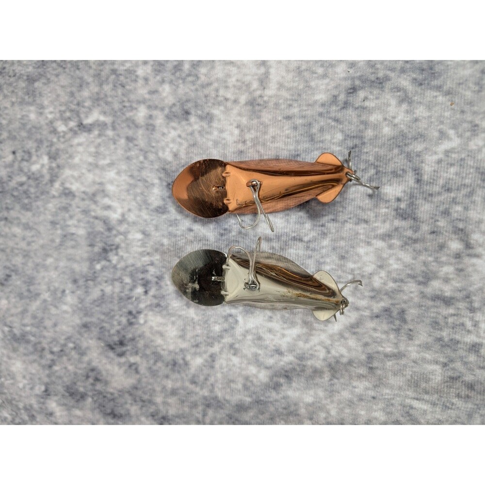 Vintage BUCK'S BAITS BUCK PERRY SPOONPLUG Nickel 3" Wobbler Spoon Fish Lure X2